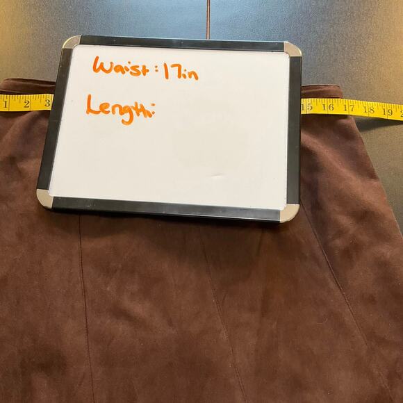 Koret Brown Suede Midi Skirt Size 12 A-Line Faux Suede Flowy Classic Skirt - Picture 6 of 7